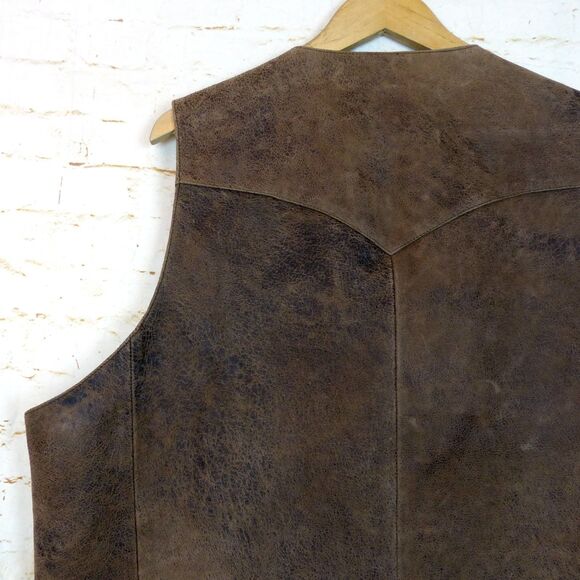 Scully Vest Men 52L Brown Distress Lambskin Leather Western Button Lined 503-60 - Picture 9 of 12